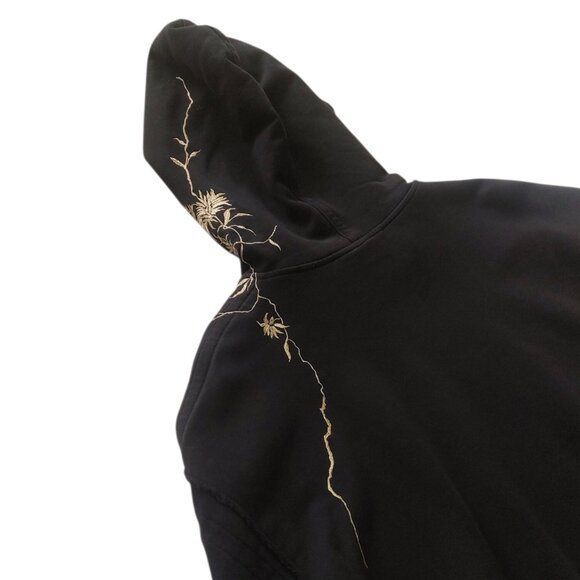 (SOLD) Haider Ackermann Black Perth Hoodie with Gold Floral Embroidery - Picture 3 of 16